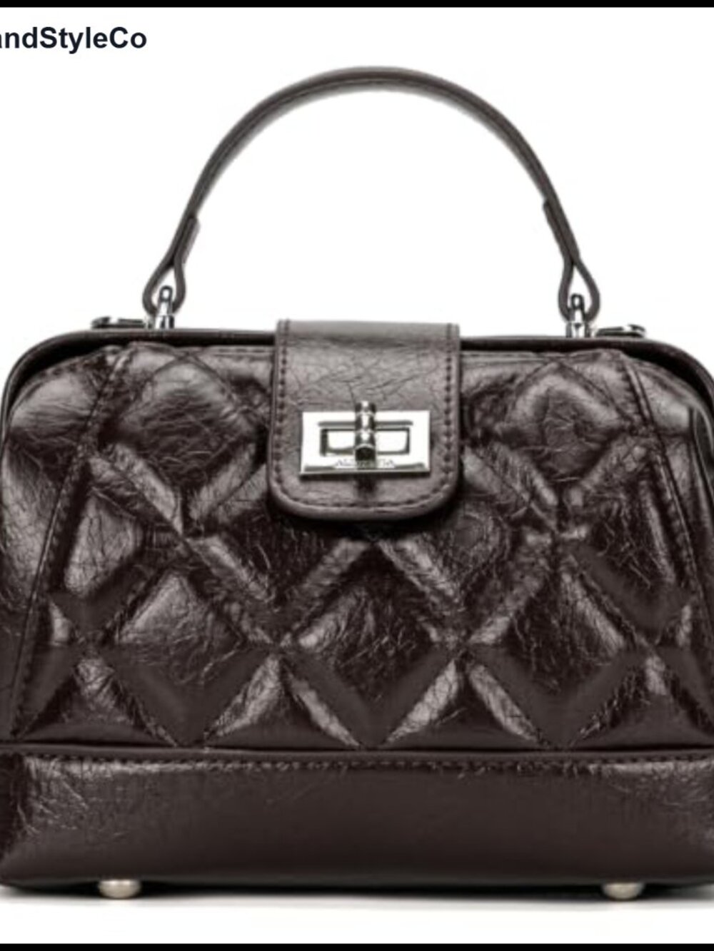 Quilted Mini Top-Handle Handbag Vegan Leather Shoulder Crossbody Clutch